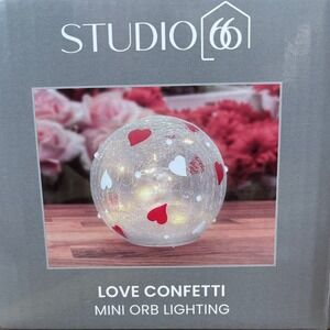 Studio 66 Heart "Love Confetti" 3D Mini Orb Lighting Globe Valentine Gift Decor